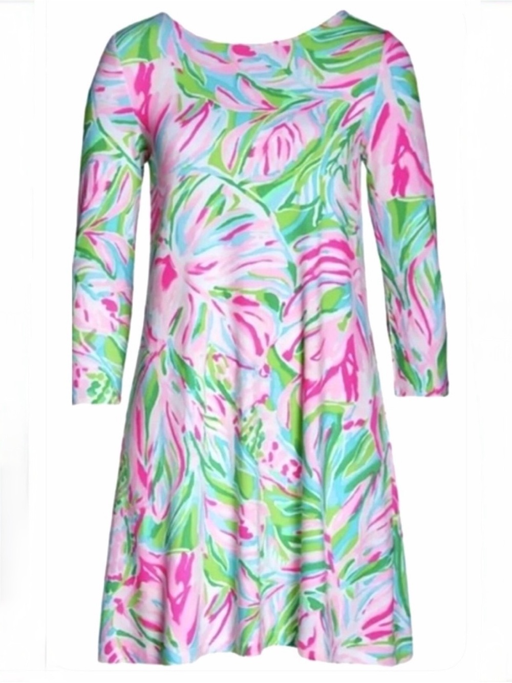 Lilly Pulitzer Ophelia Pink & Green Tropical Print Swing Dress